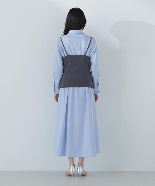 NATURAL BEAUTY BASIC（ナチュラルビューティーベーシック）の「◇ビスチェレイヤードシャツワンピース（シャツワンピース・レディース・グレー系その他/ブルー・MEDIUM/SMALL/P/S）」の7枚目の写真