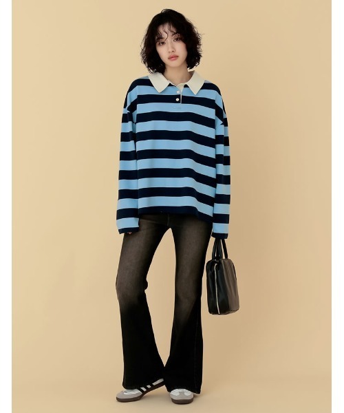 Re:EDIT（リエディ）の「[2025SS COLLECTION][低身長/高身長サイズ有][美脚見えシルエット]ストレッチデニムキックフレアパンツ（デニムパンツ・レディース・ブラック系その他/ブルー/ネイビー/ブルー系その他・SHORT/SMALL/MEDIUM/TALL/LARGE）」の20枚目の写真