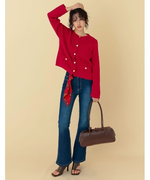 Re:EDIT（リエディ）の「[2025SS COLLECTION][低身長/高身長サイズ有][美脚見えシルエット]ストレッチデニムキックフレアパンツ（デニムパンツ・レディース・ブラック系その他/ブルー/ネイビー/ブルー系その他・SHORT/SMALL/MEDIUM/TALL/LARGE）」の17枚目の写真