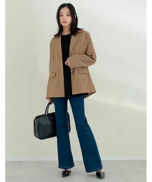 Re:EDIT（リエディ）の「[2025SS COLLECTION][低身長/高身長サイズ有][美脚見えシルエット]ストレッチデニムキックフレアパンツ（デニムパンツ・レディース・ブラック系その他/ブルー/ネイビー/ブルー系その他・SHORT/SMALL/MEDIUM/TALL/LARGE）」の14枚目の写真