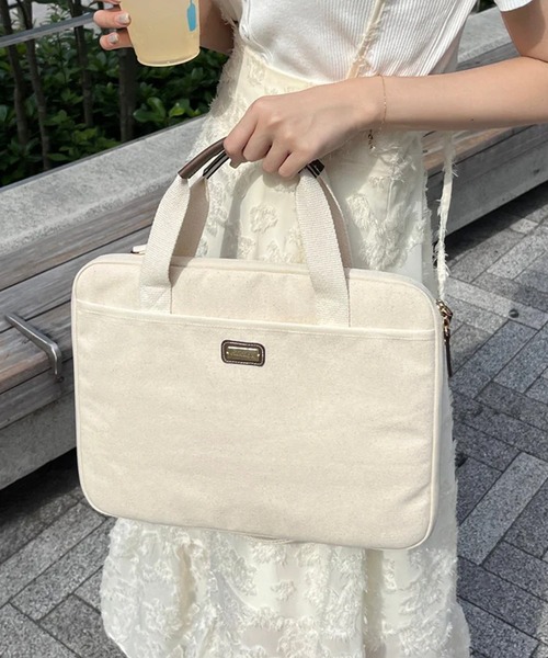 merrylatte（メリーラテ）の「2wayキャンバスPCケース（トートバッグ・レディース・アイボリー・FREE）」の12枚目の写真