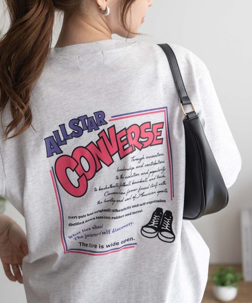 CONVERSE(コンバース)の「CONVERSE バックBOXプリントTシャツ(Tシャツ/カットソー・レディース・オートミール/ピンク/ライム/ブラック・M/L)」の2枚目の写真