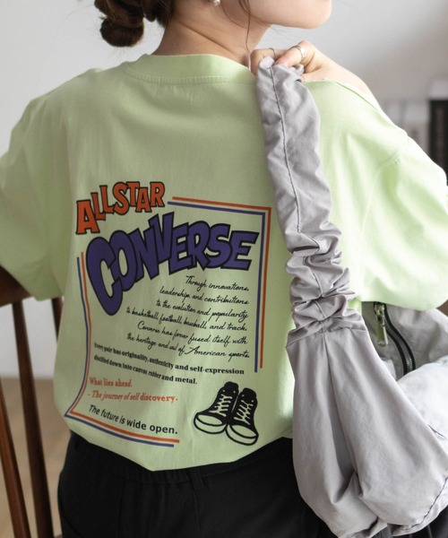 CONVERSE(コンバース)の「CONVERSE バックBOXプリントTシャツ(Tシャツ/カットソー・レディース・オートミール/ピンク/ライム/ブラック・M/L)」の3枚目の写真