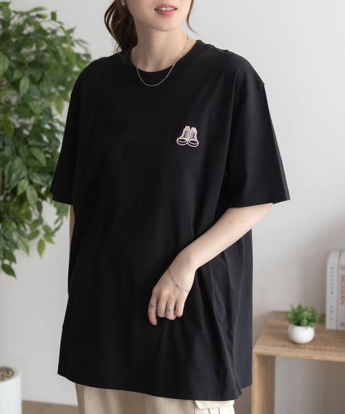 CONVERSE(コンバース)の「CONVERSE バックBOXプリントTシャツ(Tシャツ/カットソー・レディース・オートミール/ピンク/ライム/ブラック・M/L)」の9枚目の写真