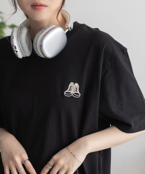CONVERSE(コンバース)の「CONVERSE バックBOXプリントTシャツ(Tシャツ/カットソー・レディース・オートミール/ピンク/ライム/ブラック・M/L)」の7枚目の写真