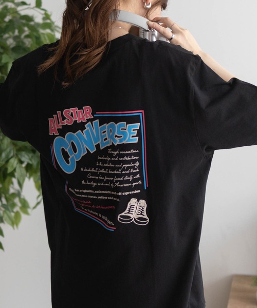 CONVERSE(コンバース)の「CONVERSE バックBOXプリントTシャツ(Tシャツ/カットソー・レディース・オートミール/ピンク/ライム/ブラック・M/L)」の8枚目の写真