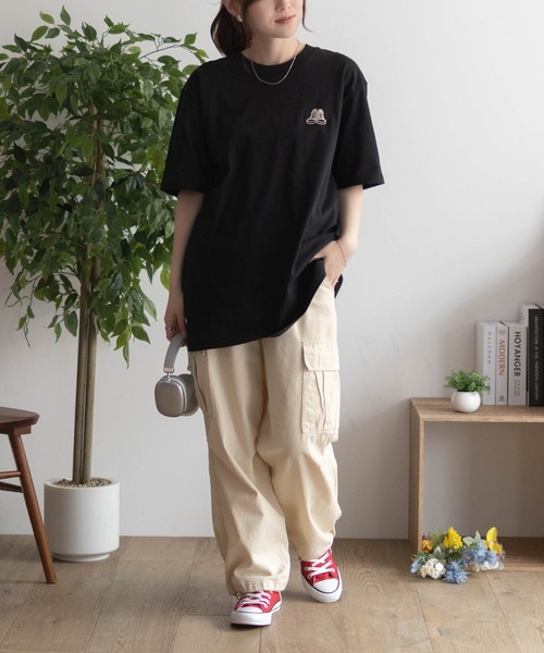 CONVERSE(コンバース)の「CONVERSE バックBOXプリントTシャツ(Tシャツ/カットソー・レディース・オートミール/ピンク/ライム/ブラック・M/L)」の5枚目の写真