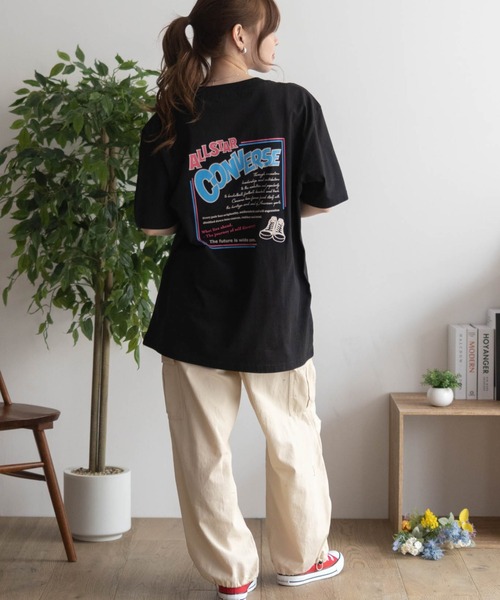 CONVERSE(コンバース)の「CONVERSE バックBOXプリントTシャツ(Tシャツ/カットソー・レディース・オートミール/ピンク/ライム/ブラック・M/L)」の6枚目の写真