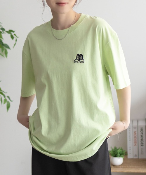 CONVERSE(コンバース)の「CONVERSE バックBOXプリントTシャツ(Tシャツ/カットソー・レディース・オートミール/ピンク/ライム/ブラック・M/L)」の19枚目の写真