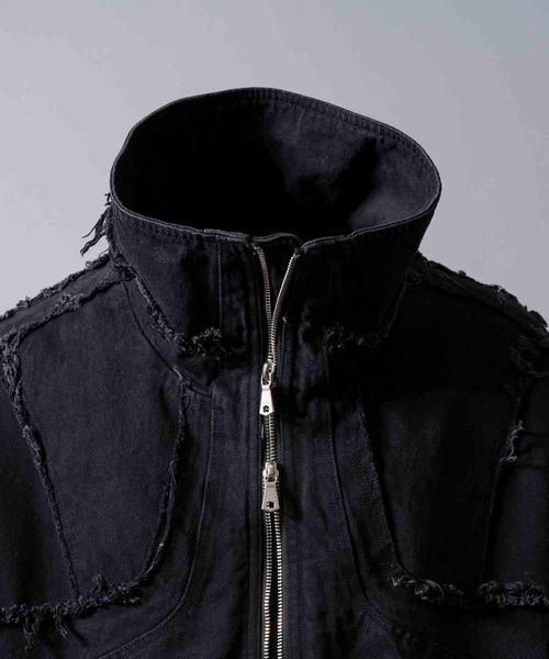 UNISEX》Cut Off Denim Prime-Over Stand Collor Alien Blouson