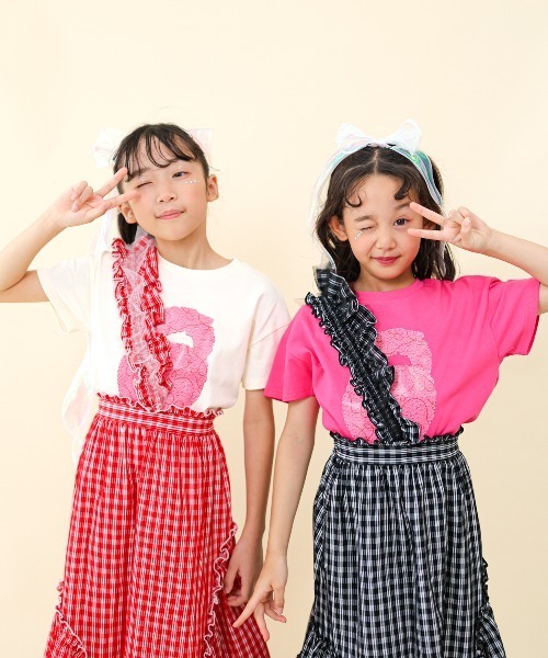 unica(ユニカ)の「NEKOペイントT(Tシャツ/カットソー・キッズ・オフホワイト/ピンク・S/L/XL/M)」の4枚目の写真