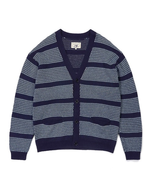 The DUFFER of ST.GEORGE（ザダファーオブセントジョージ）の「[INDIGO LABEL] INDIGO TUCK BORDER CARDIGAN：インディゴ タックボーダー カーディガン（カーディガン/ボレロ・メンズ・ダークインディゴブルー・MEDIUM/LARGE/X-LARGE）」の8枚目の写真