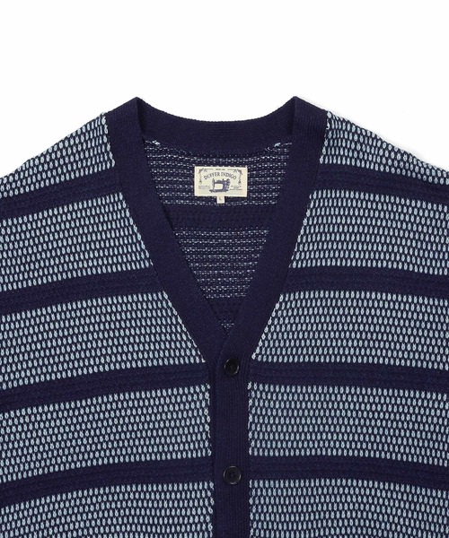The DUFFER of ST.GEORGE（ザダファーオブセントジョージ）の「[INDIGO LABEL] INDIGO TUCK BORDER CARDIGAN：インディゴ タックボーダー カーディガン（カーディガン/ボレロ・メンズ・ダークインディゴブルー・MEDIUM/LARGE/X-LARGE）」の9枚目の写真