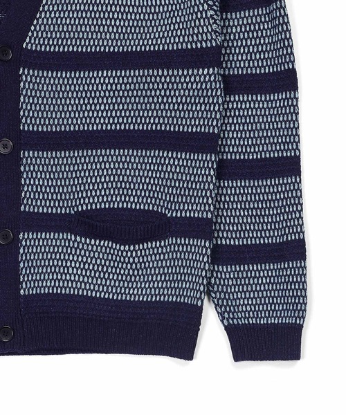 The DUFFER of ST.GEORGE（ザダファーオブセントジョージ）の「[INDIGO LABEL] INDIGO TUCK BORDER CARDIGAN：インディゴ タックボーダー カーディガン（カーディガン/ボレロ・メンズ・ダークインディゴブルー・MEDIUM/LARGE/X-LARGE）」の10枚目の写真