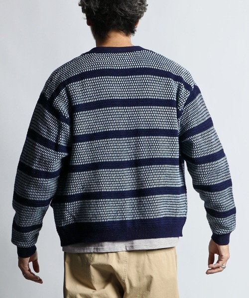 The DUFFER of ST.GEORGE（ザダファーオブセントジョージ）の「[INDIGO LABEL] INDIGO TUCK BORDER CARDIGAN：インディゴ タックボーダー カーディガン（カーディガン/ボレロ・メンズ・ダークインディゴブルー・MEDIUM/LARGE/X-LARGE）」の7枚目の写真