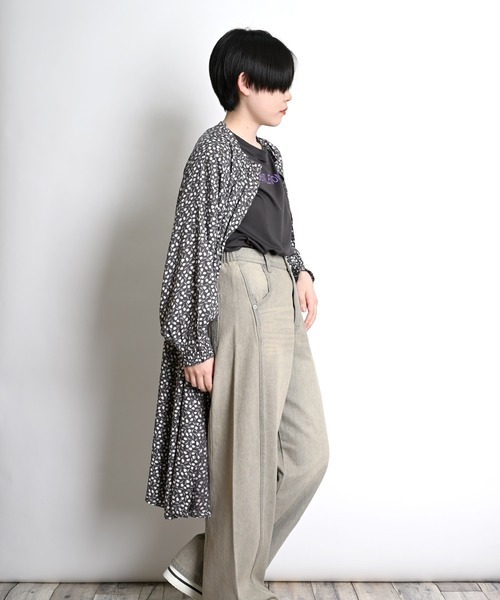 MARAI(マーライ)の「花柄 前開きシャツワンピース 長袖 ロング丈(シャツワンピース・レディース・グレー/チャコール/ライトグリーン・フリー)」の13枚目の写真