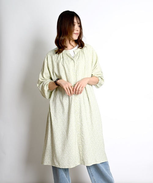 MARAI(マーライ)の「花柄 前開きシャツワンピース 長袖 ロング丈(シャツワンピース・レディース・グレー/チャコール/ライトグリーン・フリー)」の18枚目の写真
