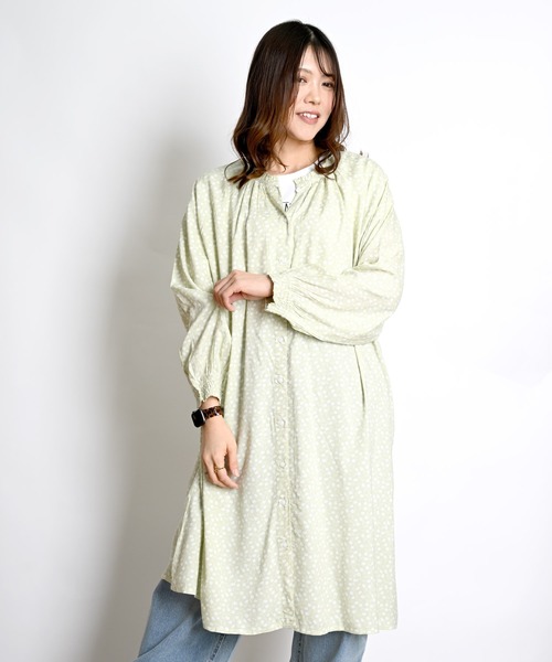 MARAI(マーライ)の「花柄 前開きシャツワンピース 長袖 ロング丈(シャツワンピース・レディース・グレー/チャコール/ライトグリーン・フリー)」の19枚目の写真