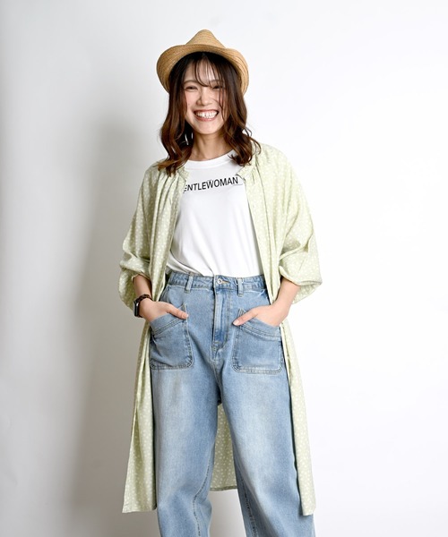 MARAI(マーライ)の「花柄 前開きシャツワンピース 長袖 ロング丈(シャツワンピース・レディース・グレー/チャコール/ライトグリーン・フリー)」の22枚目の写真