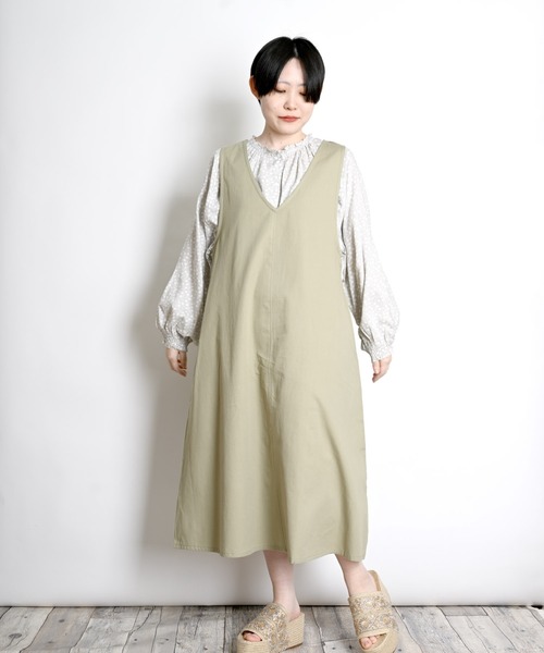 MARAI(マーライ)の「花柄 前開きシャツワンピース 長袖 ロング丈(シャツワンピース・レディース・グレー/チャコール/ライトグリーン・フリー)」の6枚目の写真