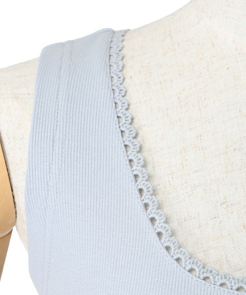 F i.n.t（フィント）の「スカラップレーステレコタンク/ fint　フィント（タンクトップ・レディース・アイボリー/ライトブルー・FREE）」の8枚目の写真