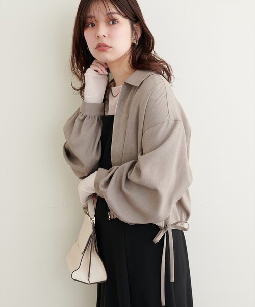 natural couture(ナチュラルクチュール)の「裾ドロストブルゾン(ブルゾン・レディース・アイボリー/イエロー/モカ/その他1・FREE)」の3枚目の写真