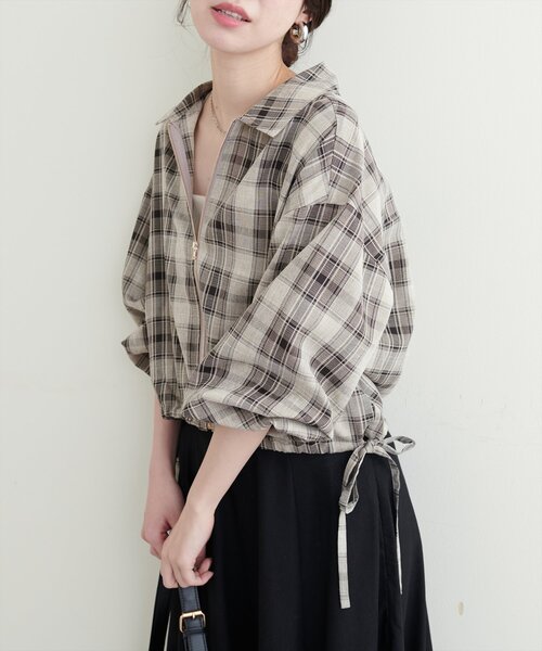 natural couture(ナチュラルクチュール)の「裾ドロストブルゾン(ブルゾン・レディース・アイボリー/イエロー/モカ/その他1・FREE)」の9枚目の写真