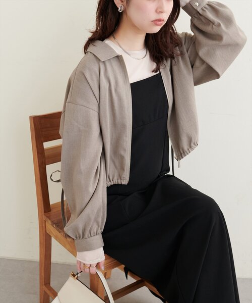 natural couture(ナチュラルクチュール)の「裾ドロストブルゾン(ブルゾン・レディース・アイボリー/イエロー/モカ/その他1・FREE)」の5枚目の写真