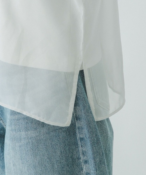 GLOBAL WORK（グローバルワーク）の「シフォンドッキング7分袖/325954（Tシャツ/カットソー・レディース・ブラック/グレイッシュベージュ/アイボリー/ライトグレー・MEDIUM/LARGE）」の12枚目の写真