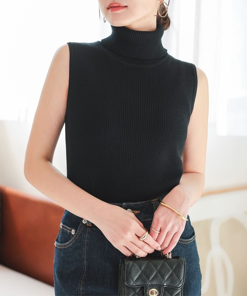 タートルネックノースリーブリブニット（ニット/セーター）｜KOBE