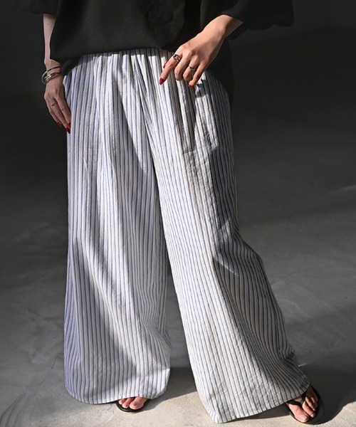 HUG.U（ハグユー）の「ダブルコットン ワイドパンツ（その他パンツ・レディース・ブラック/ベージュ/ネイビー/ホワイト/グリーン/カーキ/イエロー/ブラック系その他/レッド系その他/ブルー系その他・M(トール丈)/L(トール丈)/L(レギュラー丈)/M(レギュラー丈)）」の8枚目の写真