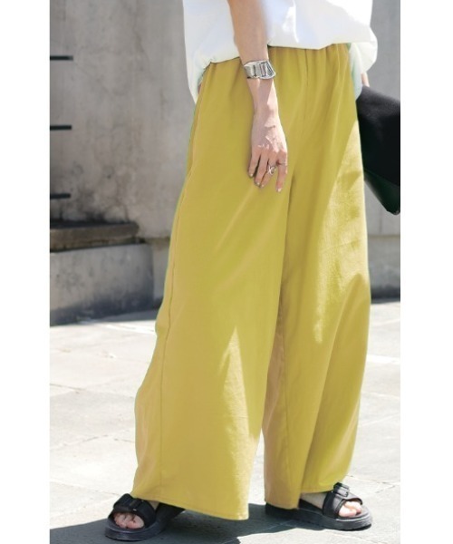 HUG.U（ハグユー）の「ダブルコットン ワイドパンツ（その他パンツ・レディース・ブラック/ベージュ/ネイビー/ホワイト/グリーン/カーキ/イエロー/ブラック系その他/レッド系その他/ブルー系その他・M(トール丈)/L(トール丈)/L(レギュラー丈)/M(レギュラー丈)）」の13枚目の写真