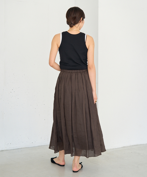 YAECA タックギャザースカート YAECA (ヤエカ) WRITE GATHER SKIRT COTTON LINEN / ギャザー