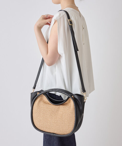 LIVETART（リヴェタート）の「《LIVETART》ラフィアハンドバッグ（トートバッグ・レディース・ブラック/ホワイト・FREE）」の2枚目の写真