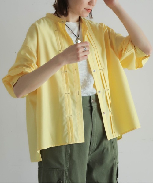 NOMBRE IMPAIR（ノンブルアンペール）の「モダールポリブロード　タックカンヌキブラウス（シャツ/ブラウス・レディース・サックスブルー/イエロー・FREE）」の2枚目の写真