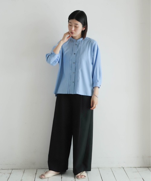 NOMBRE IMPAIR（ノンブルアンペール）の「モダールポリブロード　タックカンヌキブラウス（シャツ/ブラウス・レディース・サックスブルー/イエロー・FREE）」の8枚目の写真