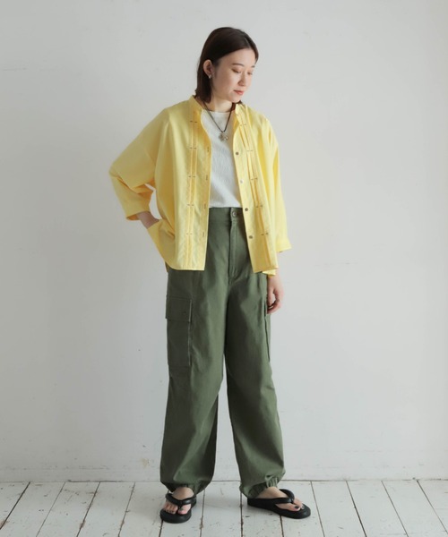 NOMBRE IMPAIR（ノンブルアンペール）の「モダールポリブロード　タックカンヌキブラウス（シャツ/ブラウス・レディース・サックスブルー/イエロー・FREE）」の12枚目の写真