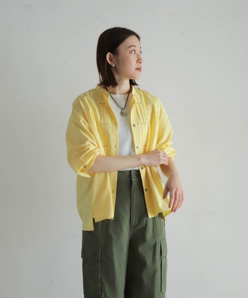 NOMBRE IMPAIR（ノンブルアンペール）の「モダールポリブロード　タックカンヌキブラウス（シャツ/ブラウス・レディース・サックスブルー/イエロー・FREE）」の15枚目の写真