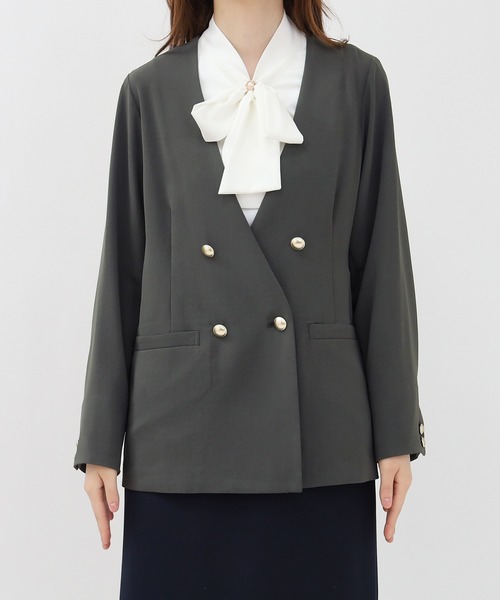 Atelier Aura❣️(Scandinavia製)特殊生地ジャケット14万 セール】ハイストレッチカルゼワッシャージャケット（ノーカラー
