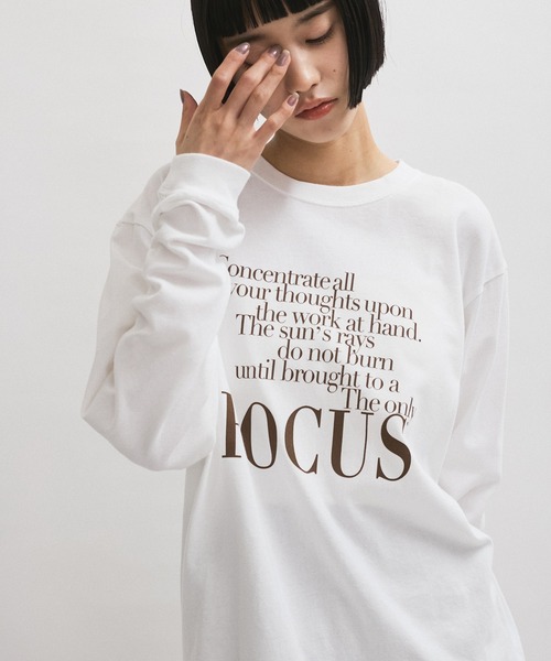 HEAR MY NAME（ヒアマイネーム）の「【HEAR MY NAME（ヒア マイネーム）】LS TEE（Tシャツ/カットソー・レディース・ホワイト/ネイビー・FREE）」の2枚目の写真