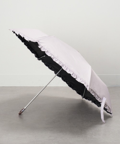 SETUP7(セットアップセブン)の「【SETUP7】50cm 無地フリル 晴雨兼用 折りたたみ傘 日傘 UPF50+ 紫外線対策 18850 MYJ(折りたたみ傘・レディース・ブラック/ベージュ/パープル/ミント/モカ・FREE)」の5枚目の写真
