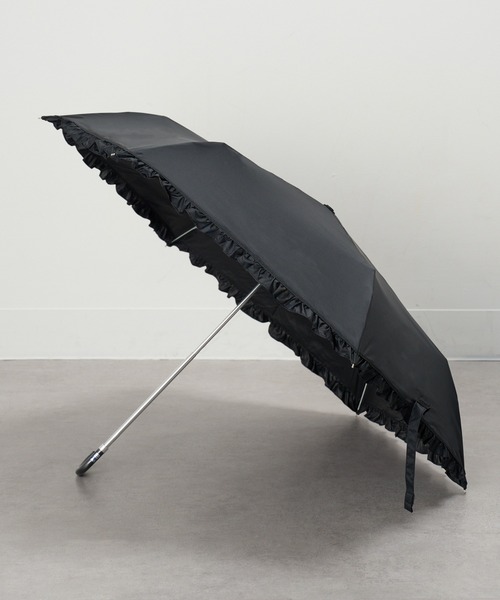 SETUP7(セットアップセブン)の「【SETUP7】50cm 無地フリル 晴雨兼用 折りたたみ傘 日傘 UPF50+ 紫外線対策 18850 MYJ(折りたたみ傘・レディース・ブラック/ベージュ/パープル/ミント/モカ・FREE)」の2枚目の写真