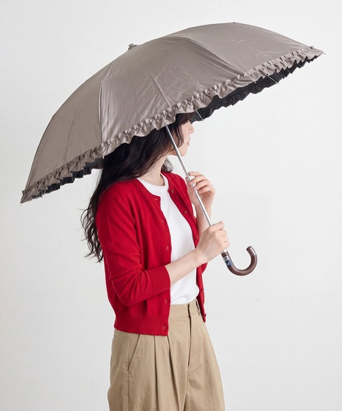 SETUP7(セットアップセブン)の「【SETUP7】50cm 無地フリル 晴雨兼用 折りたたみ傘 日傘 UPF50+ 紫外線対策 18850 MYJ(折りたたみ傘・レディース・ブラック/ベージュ/パープル/ミント/モカ・FREE)」の12枚目の写真