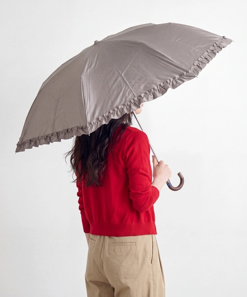 SETUP7(セットアップセブン)の「【SETUP7】50cm 無地フリル 晴雨兼用 折りたたみ傘 日傘 UPF50+ 紫外線対策 18850 MYJ(折りたたみ傘・レディース・ブラック/ベージュ/パープル/ミント/モカ・FREE)」の14枚目の写真