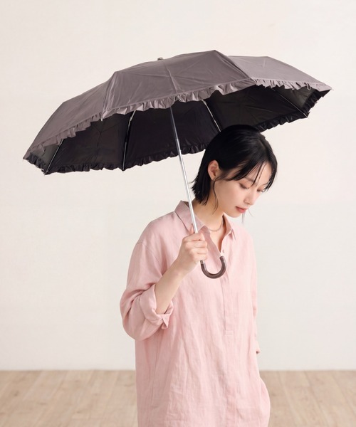 SETUP7(セットアップセブン)の「【SETUP7】50cm 無地フリル 晴雨兼用 折りたたみ傘 日傘 UPF50+ 紫外線対策 18850 MYJ(折りたたみ傘・レディース・ブラック/ベージュ/パープル/ミント/モカ・FREE)」の15枚目の写真