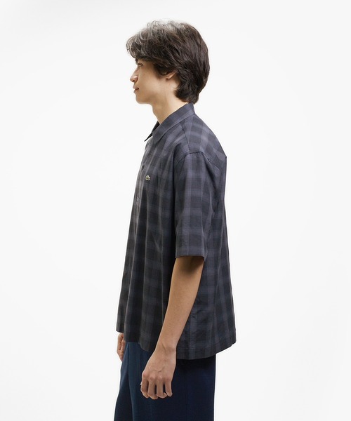 LACOSTE(ラコステ)の「リネンブレンドオープンカラーオンブレチェックシャツ(シャツ/ブラウス・メンズ・グレー/グレイッシュブルー/ブラウン/ブラック/オフホワイト/ネイビー・39/38/41/40)」の12枚目の写真