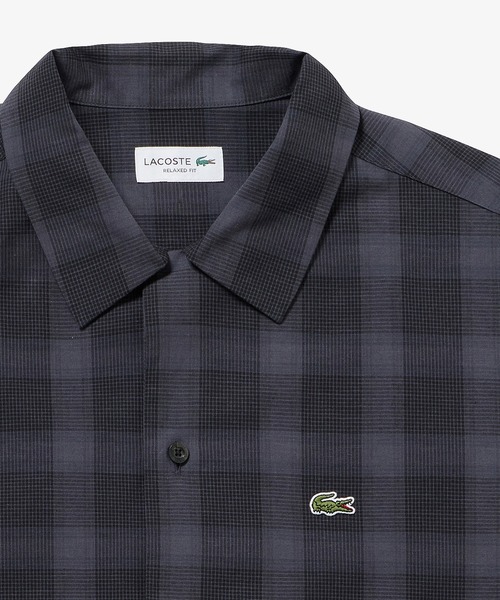 LACOSTE(ラコステ)の「リネンブレンドオープンカラーオンブレチェックシャツ(シャツ/ブラウス・メンズ・グレー/グレイッシュブルー/ブラウン/ブラック/オフホワイト/ネイビー・39/38/41/40)」の15枚目の写真