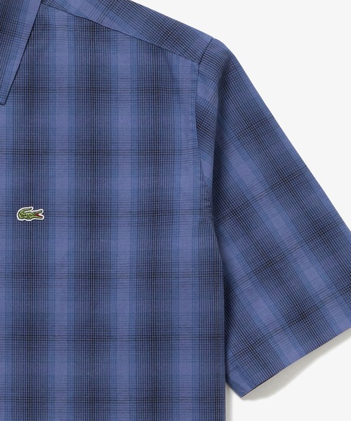LACOSTE(ラコステ)の「リネンブレンドオープンカラーオンブレチェックシャツ(シャツ/ブラウス・メンズ・グレー/グレイッシュブルー/ブラウン/ブラック/オフホワイト/ネイビー・39/38/41/40)」の7枚目の写真