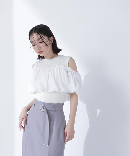 新品NATURAL BEAUTY BASIC◇タフタドッキングオフショルニット NATURAL BEAUTY BASIC ニット セーター タフタドッキング