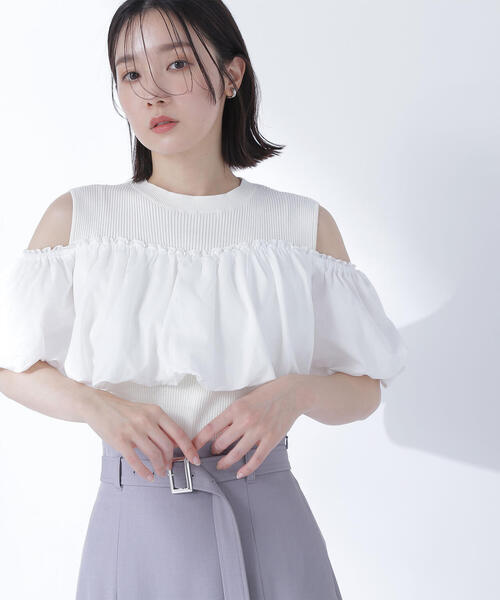 新品NATURAL BEAUTY BASIC◇タフタドッキングオフショルニット タフタドッキングオフショルニット | NATURAL BEAUTY BASIC